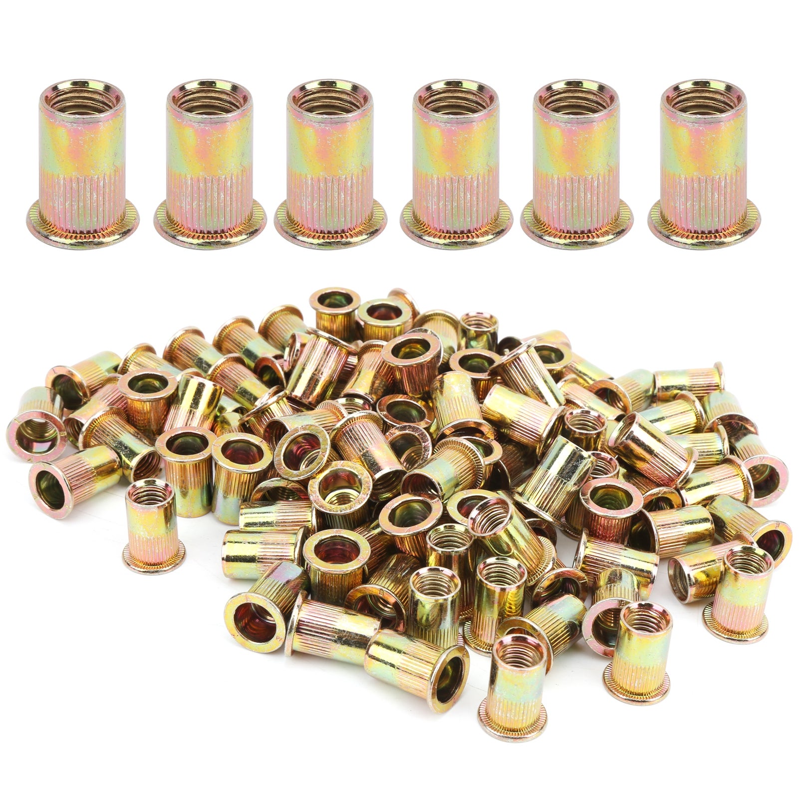 10 Pezzi Dado Rivetto Cieco Metrico M6-1.0 Testa Piatta, Inserto Filettato