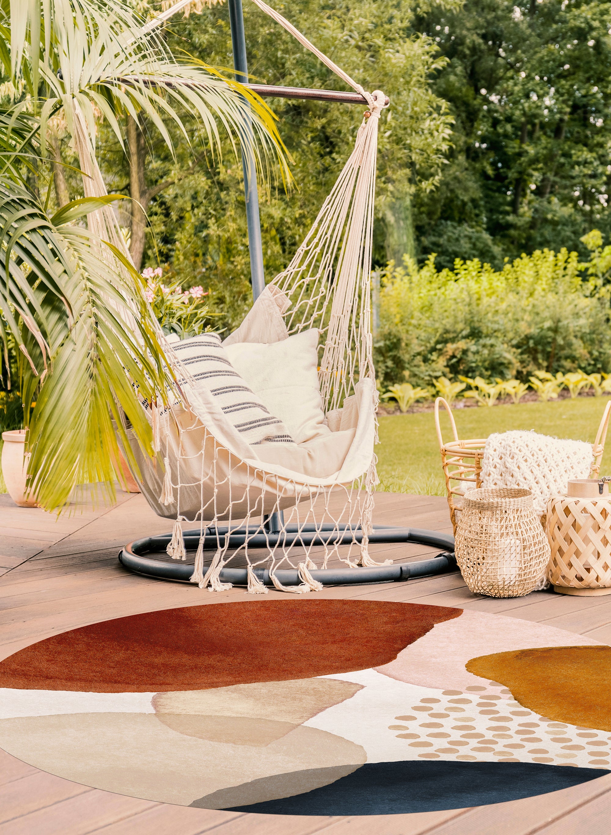 Tapis PVC intérieur/extérieur Anoushka [Diam] 100 cm - PVC imprimé, lavable, ignifuge, pour le salon et la cuisine - 2
