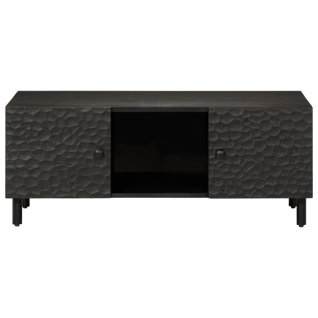 vidaXL Table basse noir 100x54x40 cm bois massif de manguier - 5