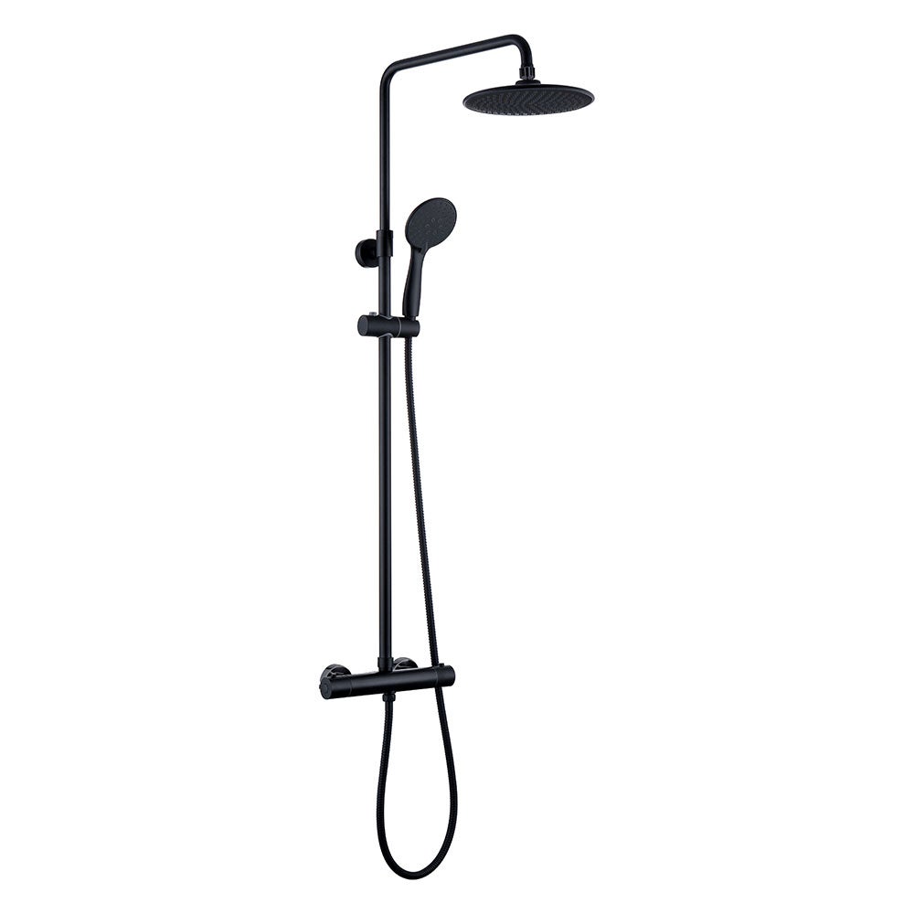 Kibath Columna De Ducha termostático redonda 83-120 cm acabado negro mate fabricado en latón - 2