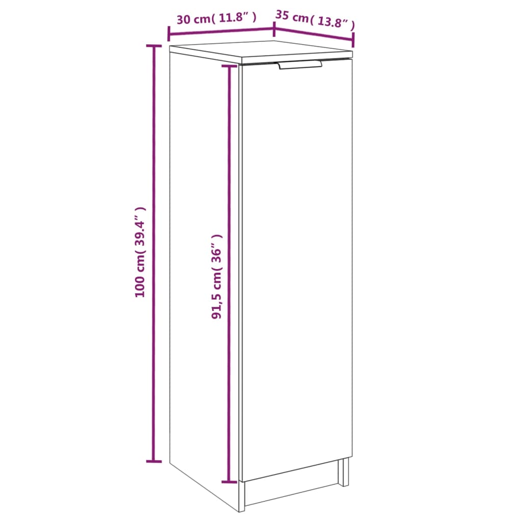 Armoire à chaussures Blanc 30x35x100 cm Bois d ingénierie - 8