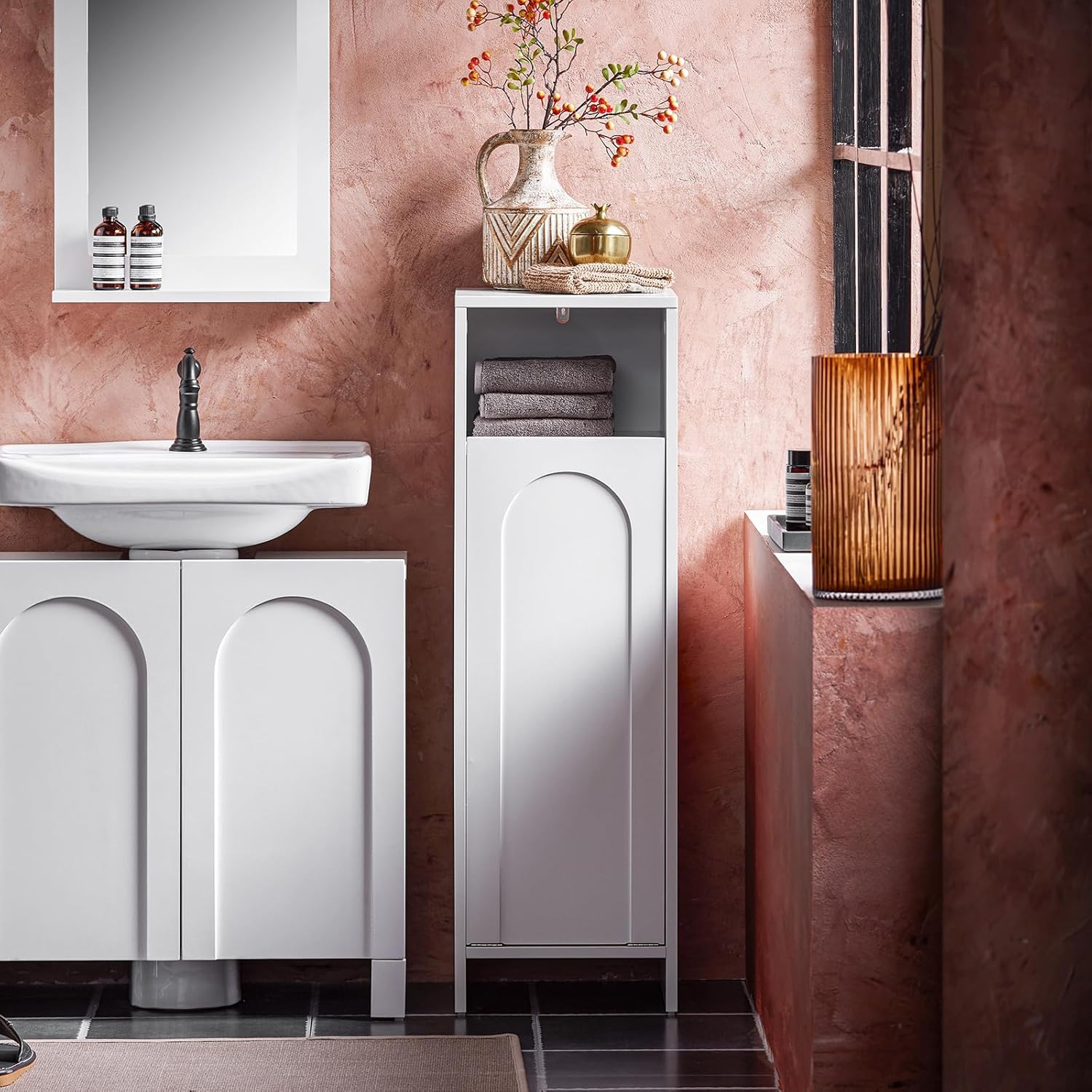 Mueble para Ropa Sucia Canasto para la Colada Amario de Baño con 1 Cesto y 1 Estante Abierto BZR161-W SoBuy ES - 2