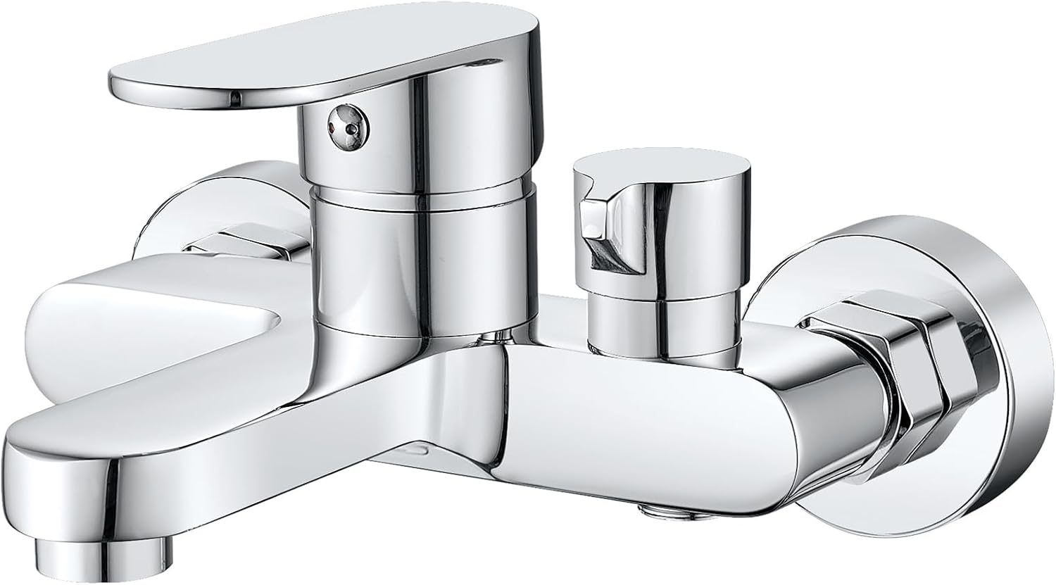 Bateria wannowa z mieszaczem do wanny i prysznica, 2 wyjścia, montaż ścienny, pojedyncza dźwignia – uniwersalna, gwint 1/2”, wykończenie chromowane, w