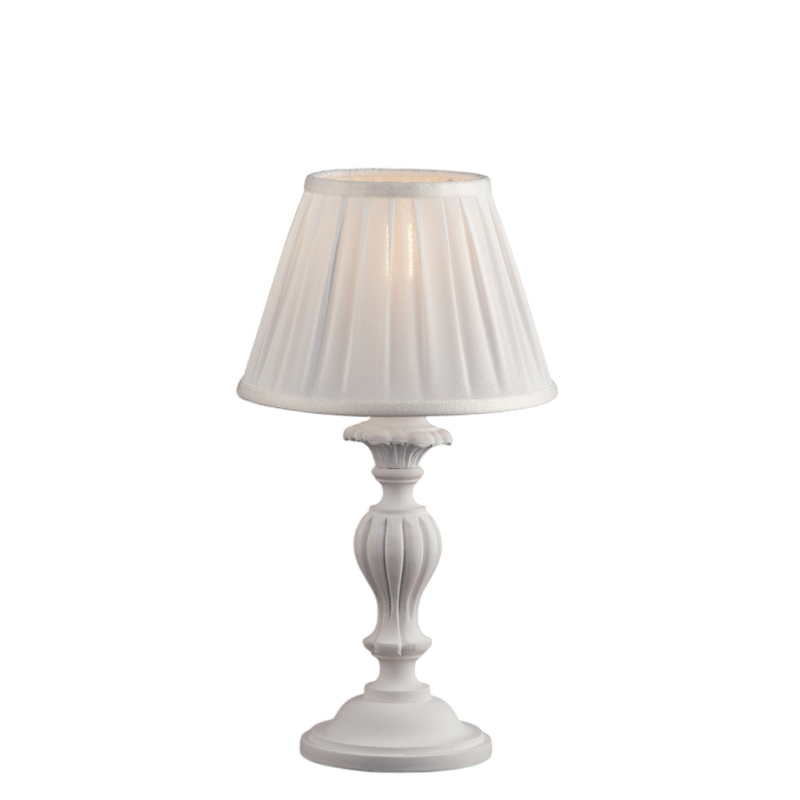 Leonardo Shabby white wooden table lamp, 1 light, with lampshade dm.20 H.43 Ø20 BL180-LT-BCO