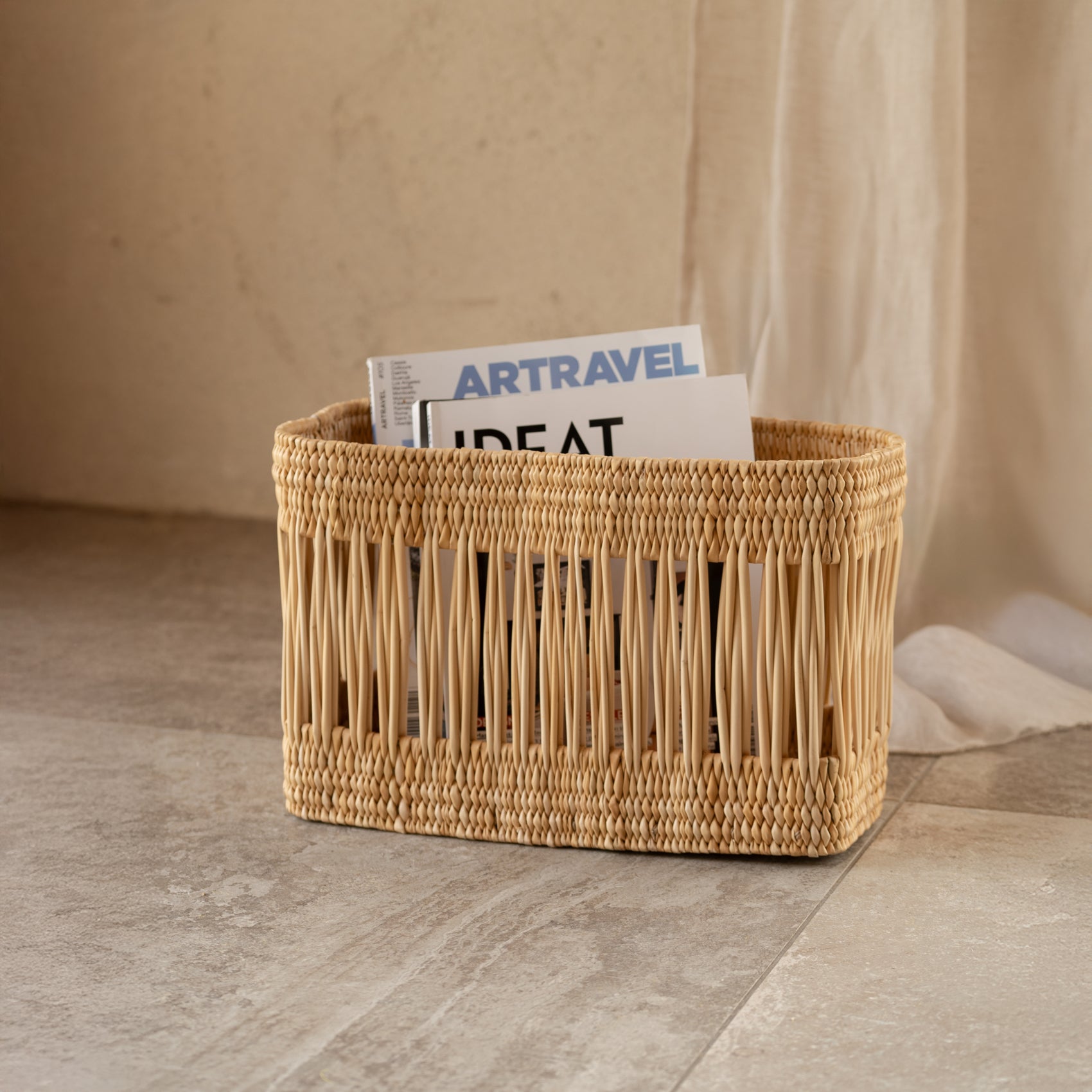 Panier porte-revues ou courriers - Naturel - 40x25 cm - Osier - 3