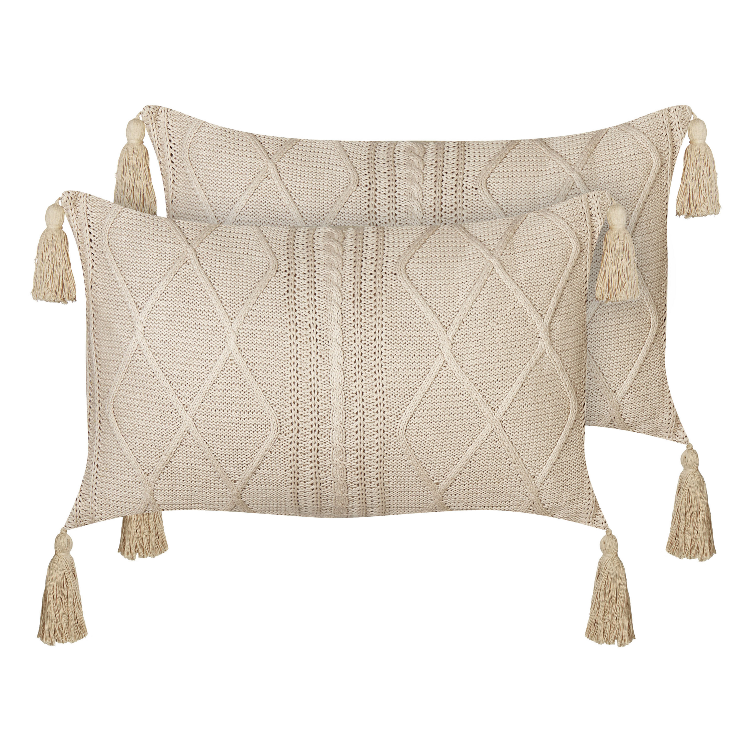 Beliani conjunto de 2 cojines caesia algodón 30 x 50 cm liso beige
