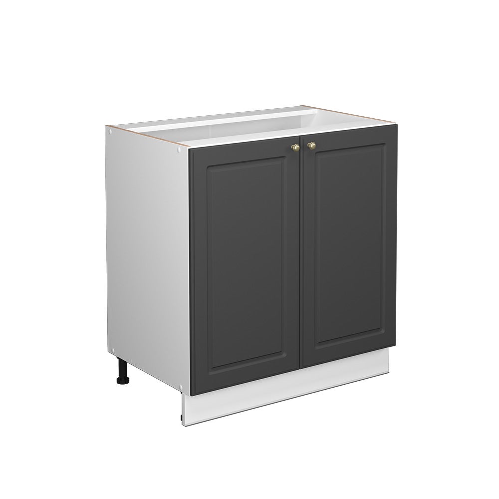 Meuble bas de cuisine Fame-Line Blanc campagne 80cm avec étagère, sans
