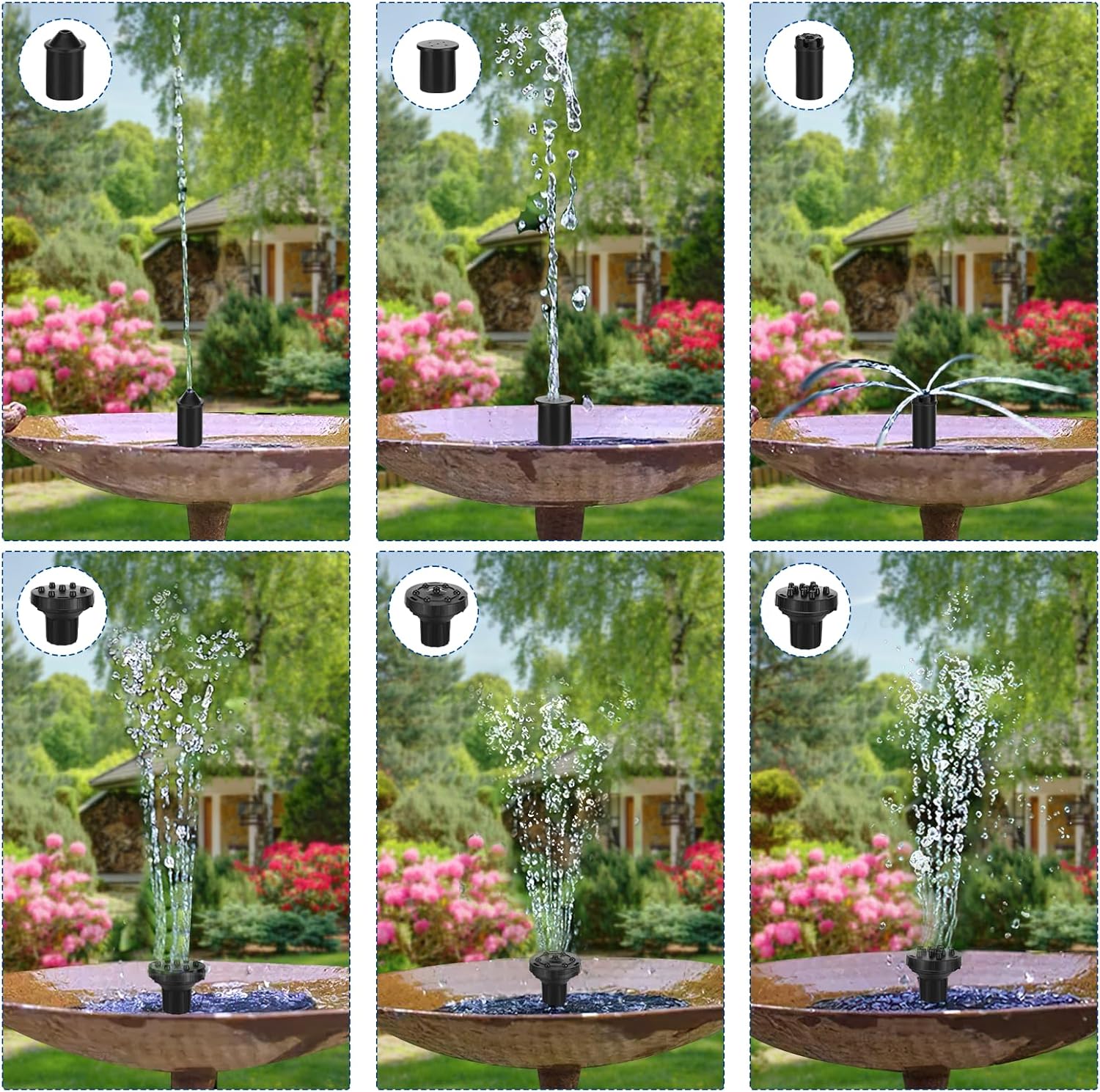 KAKET Fontaine de piscine de cour extérieure, fontaine solaire avec buses de remplacement, adaptée aux jardins, étangs, aquariums, piscines - 6