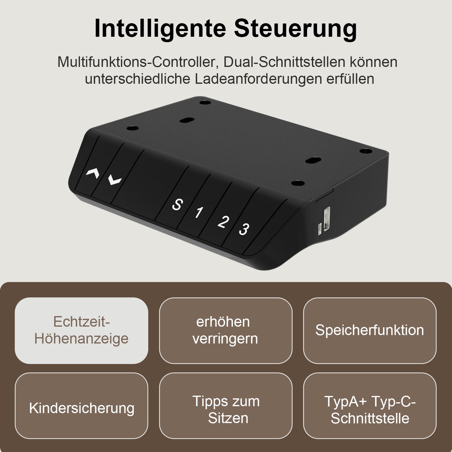 Biurko z regulacją wysokości 120 x 60 cm, elektryczne biurko stojące z portem ładowania USB-A/C, sterowanie z pamięcią, funkcja antykolizyjna - 6