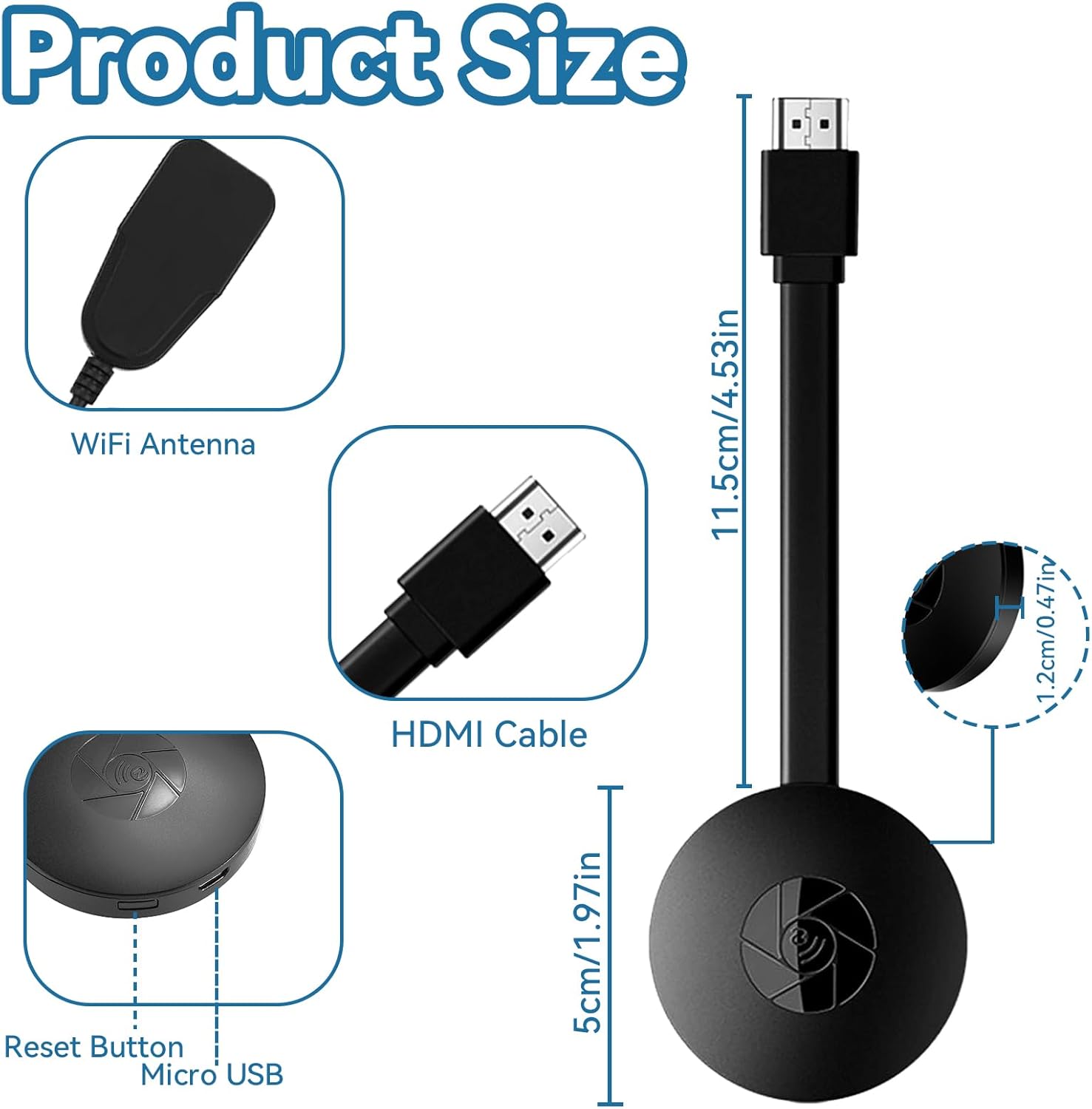 ADAPTATEUR DE DONGLE D'Affichage Sans Fil 1080P, Récepteur Sans Fil 2