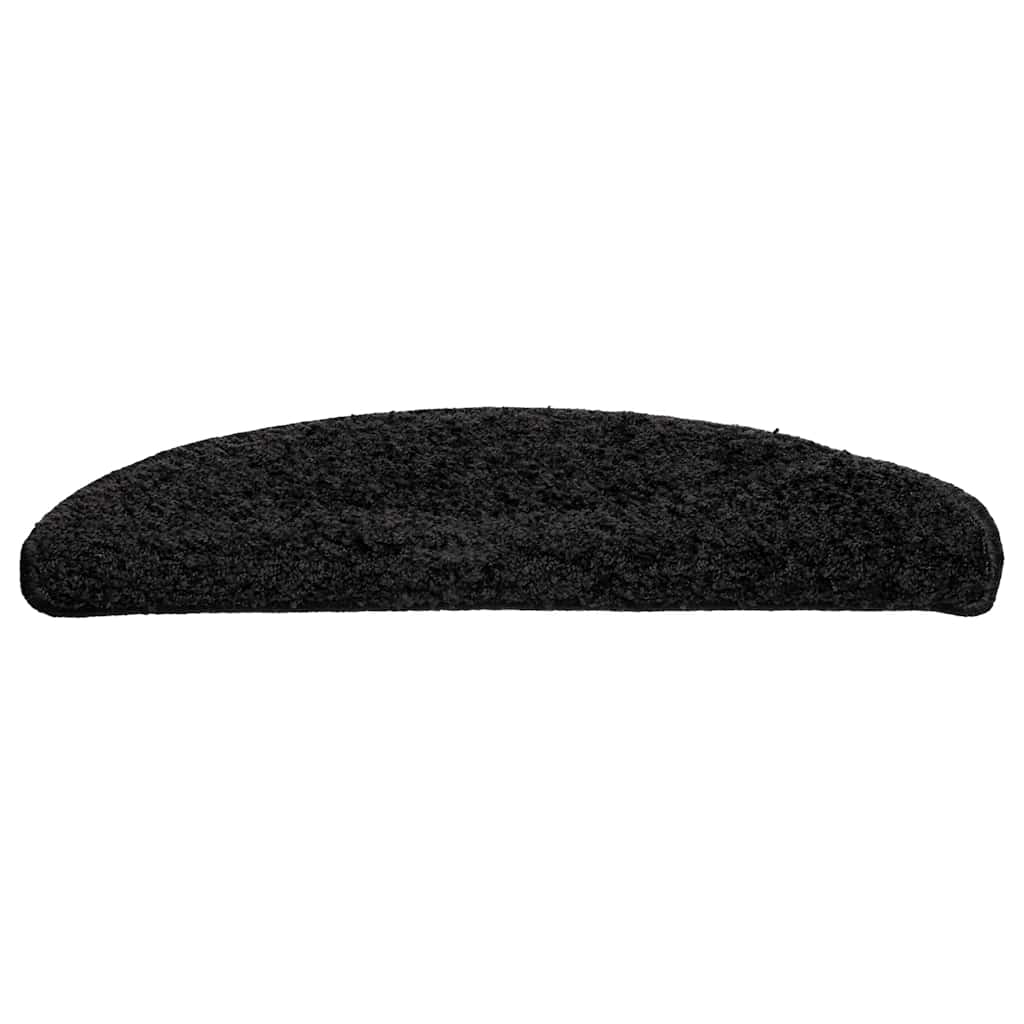 vidaXL Tapis d'escalier 20 pièces 56 x 17 x 3 cm Noir Demi-rond - 3