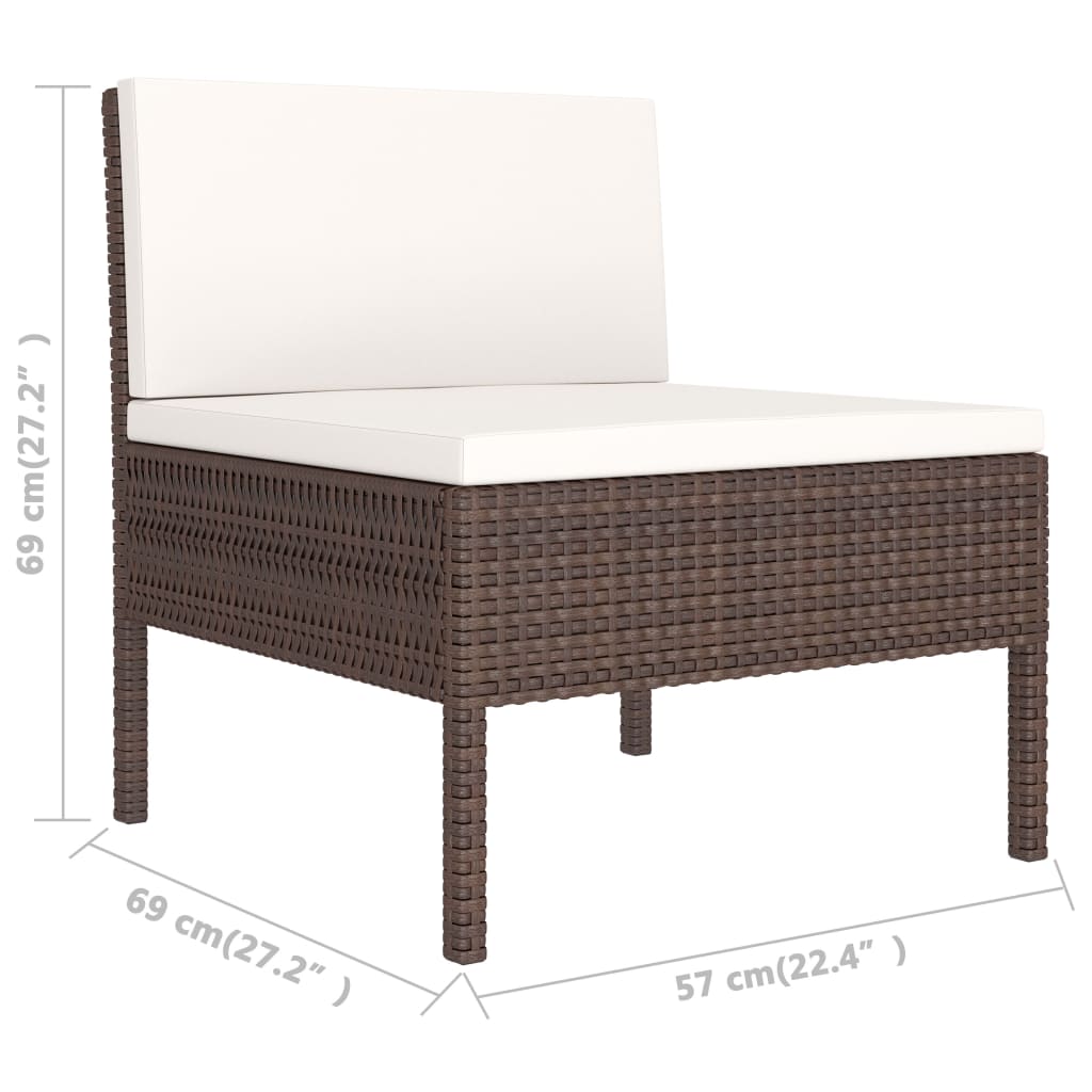 Maison Exclusive - 2 pcs conjunto lounge de jardim c/ almofadões vime PE castanho - 5