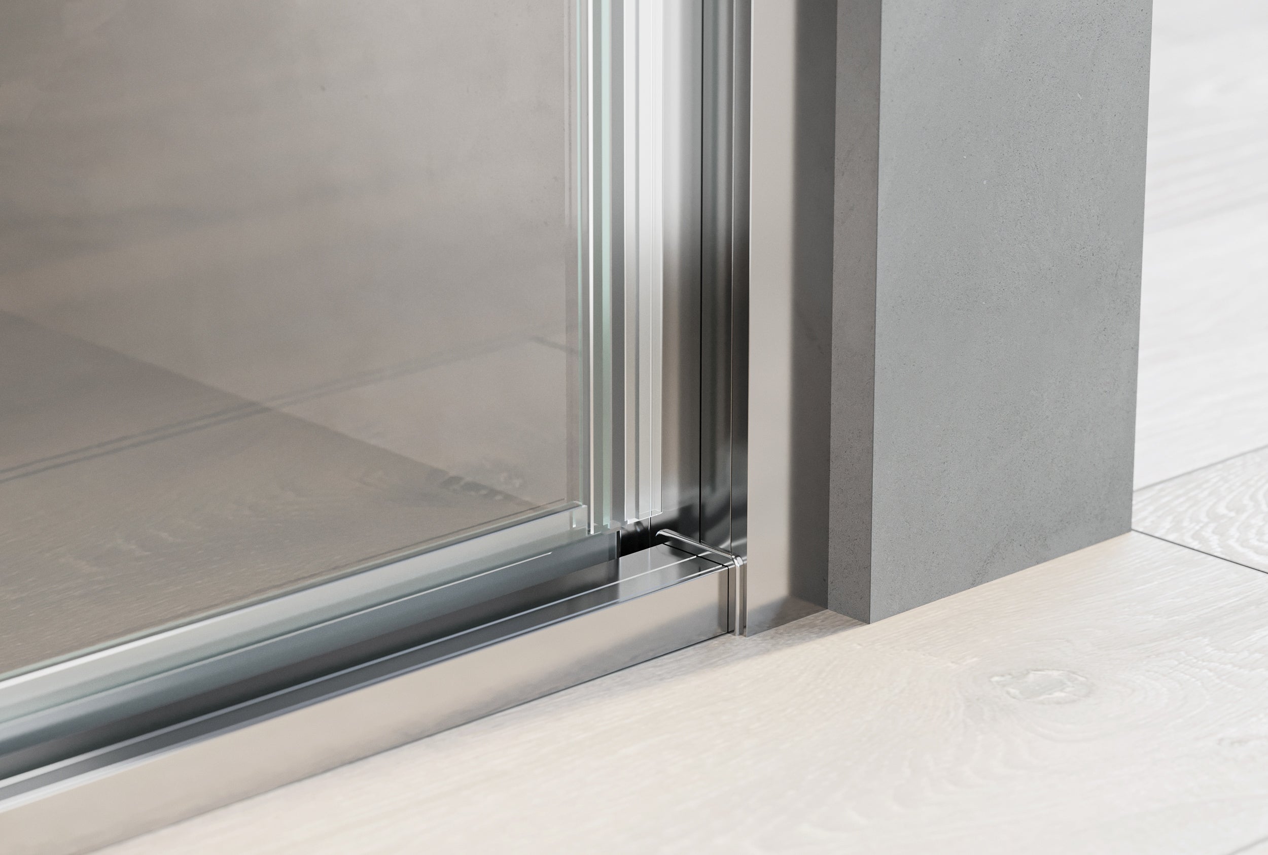 BERNSTEIN - Paroi de douche en niche 120x195cm , profil Chrome, en verre 6mm, Cabine de douche encastrée 1 Porte battante - NT606 FLEX - 4