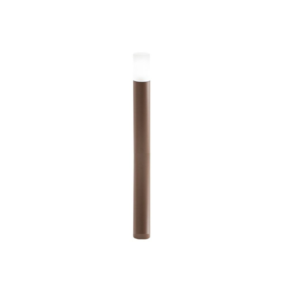 Lampo - Słupek ogrodowy z żarówką E27 IP54 H 90 cm, malowany metal, szkło satynowe, słupek zewnętrzny - Perenz - Corten