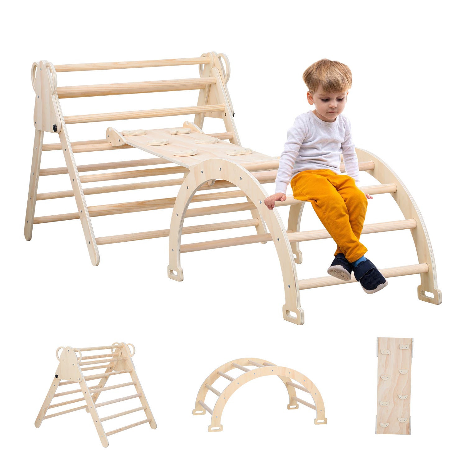 7-en-1 Triangle Pikler, Arche Montessori & Rampe d'escalade (Grand) - Aire de Jeux Intérieur 7-en-1 Triangle Pikler, Arche Montessori & Rampe d'escalade (Grand) - Aire de Jeux Intérieur