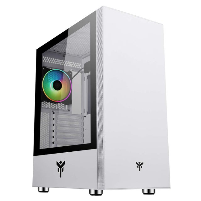 Boîtier Moyen Tour ATX Vertibra S210 RGB avec Panneau Vitré, Blanc