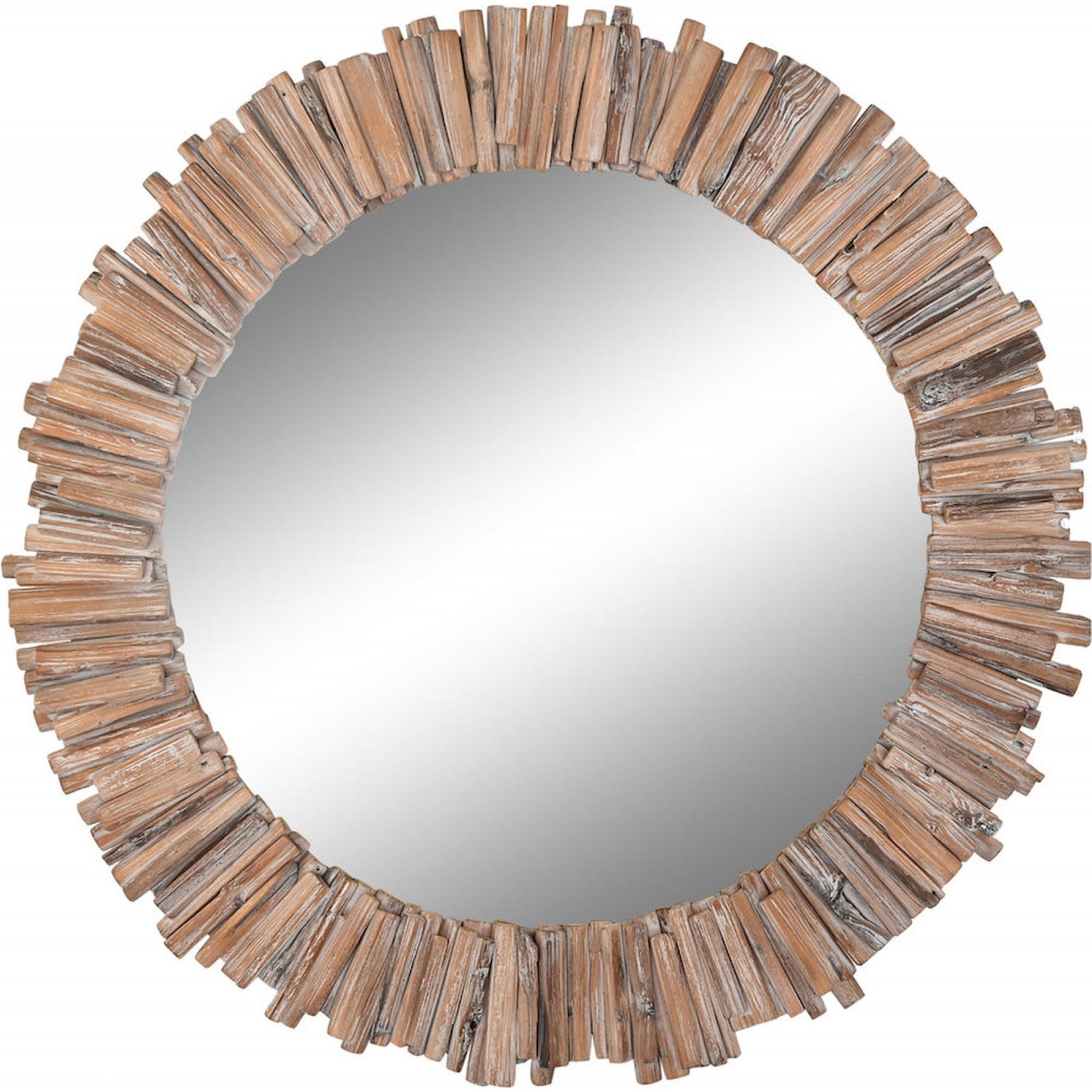 Miroir blanc effet vieilli fini naturel élégant 128 x 4 x 128 cm Blanc ...