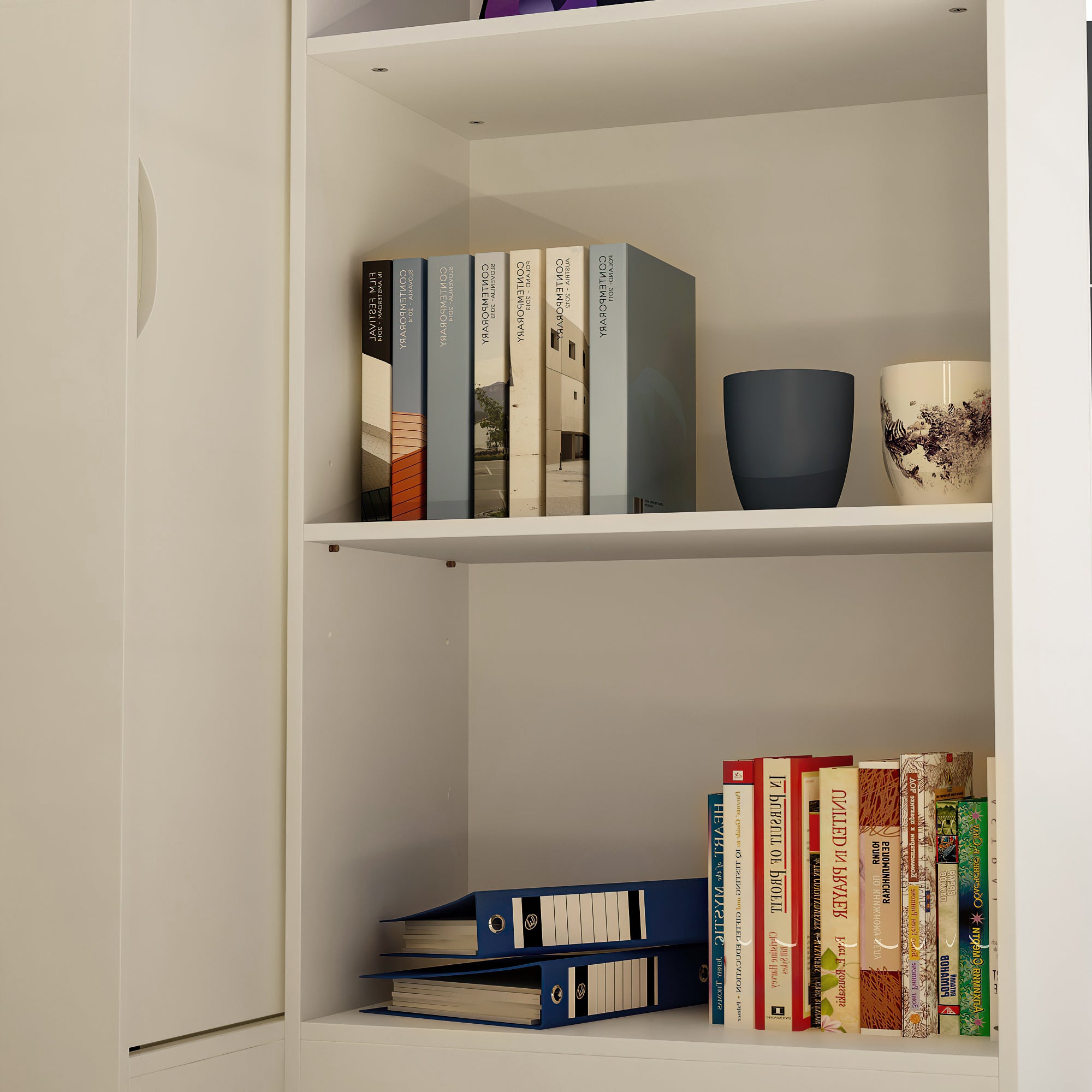 Bureau d’Accueil en Forme L, Compartiments et Étagères en Verre , Comptoir de Réception à Éclairage LED, Bureau,120x100x103, Blanc - 7