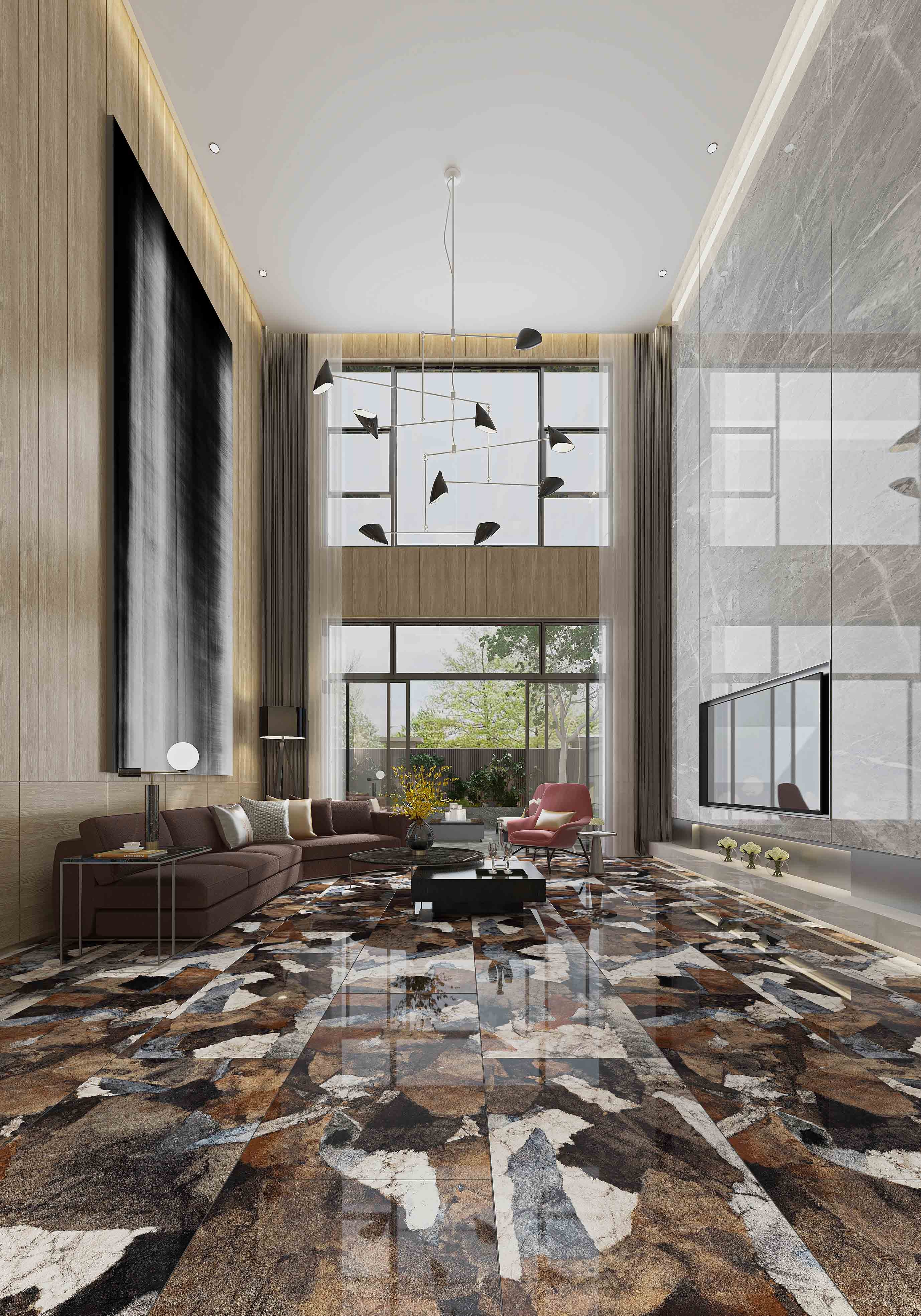 Carrelage sol/mur effet marbre marron PATCHWORK l.120 x L.60 cm MAJORCA TIFFANY - 3