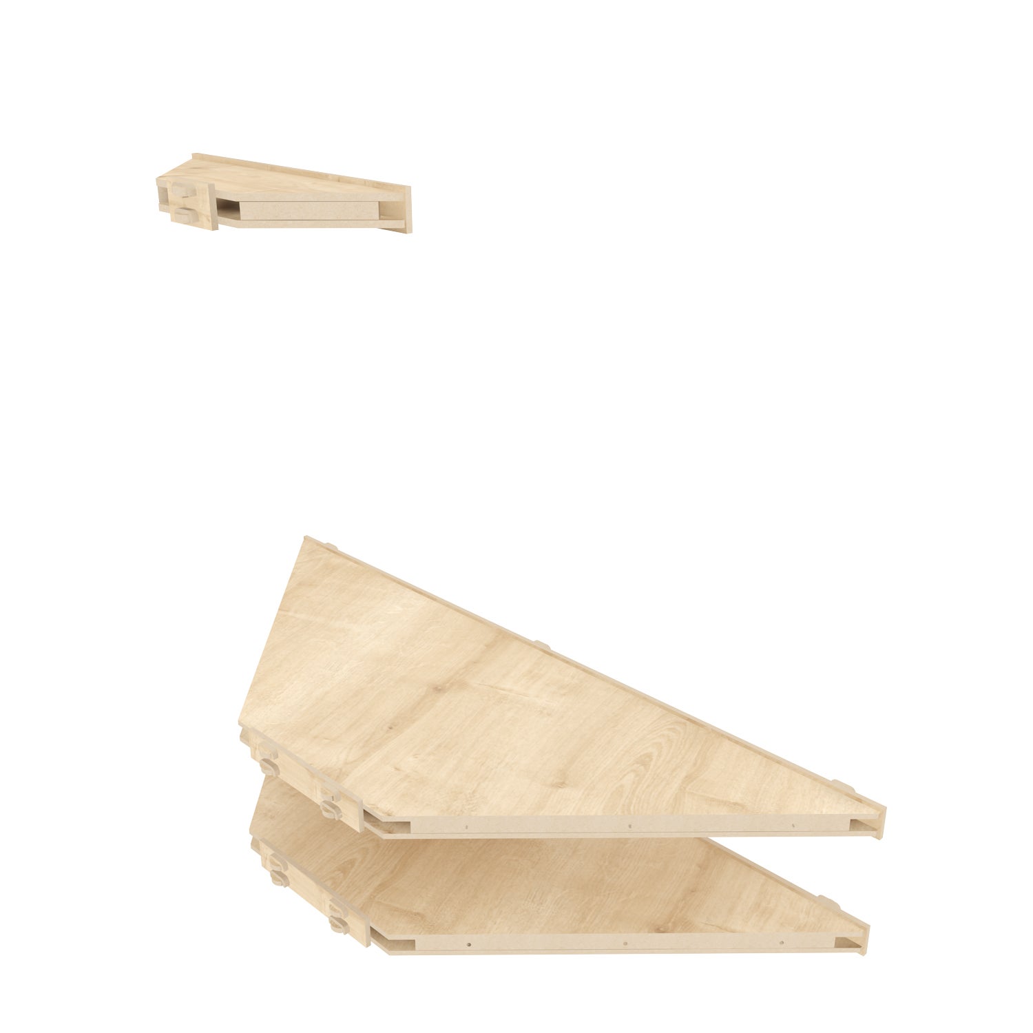 Meuble tv d`angle mural mensi en mdf - fait à main - 3 pièces - 6