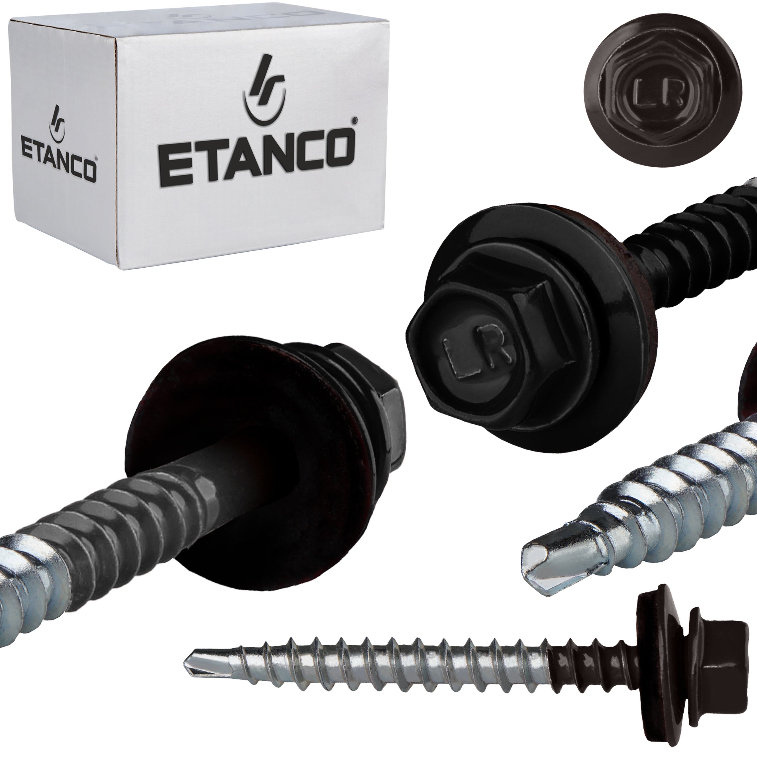 Wkręty farmerskie Etanco GTF2 Z14 4,8x50 mm RAL 9005 samowiercące 100szt