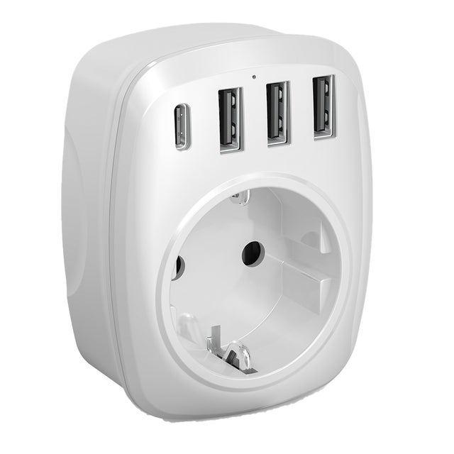 Adaptateur voyage UE/US - 4 ports USB - Voltman