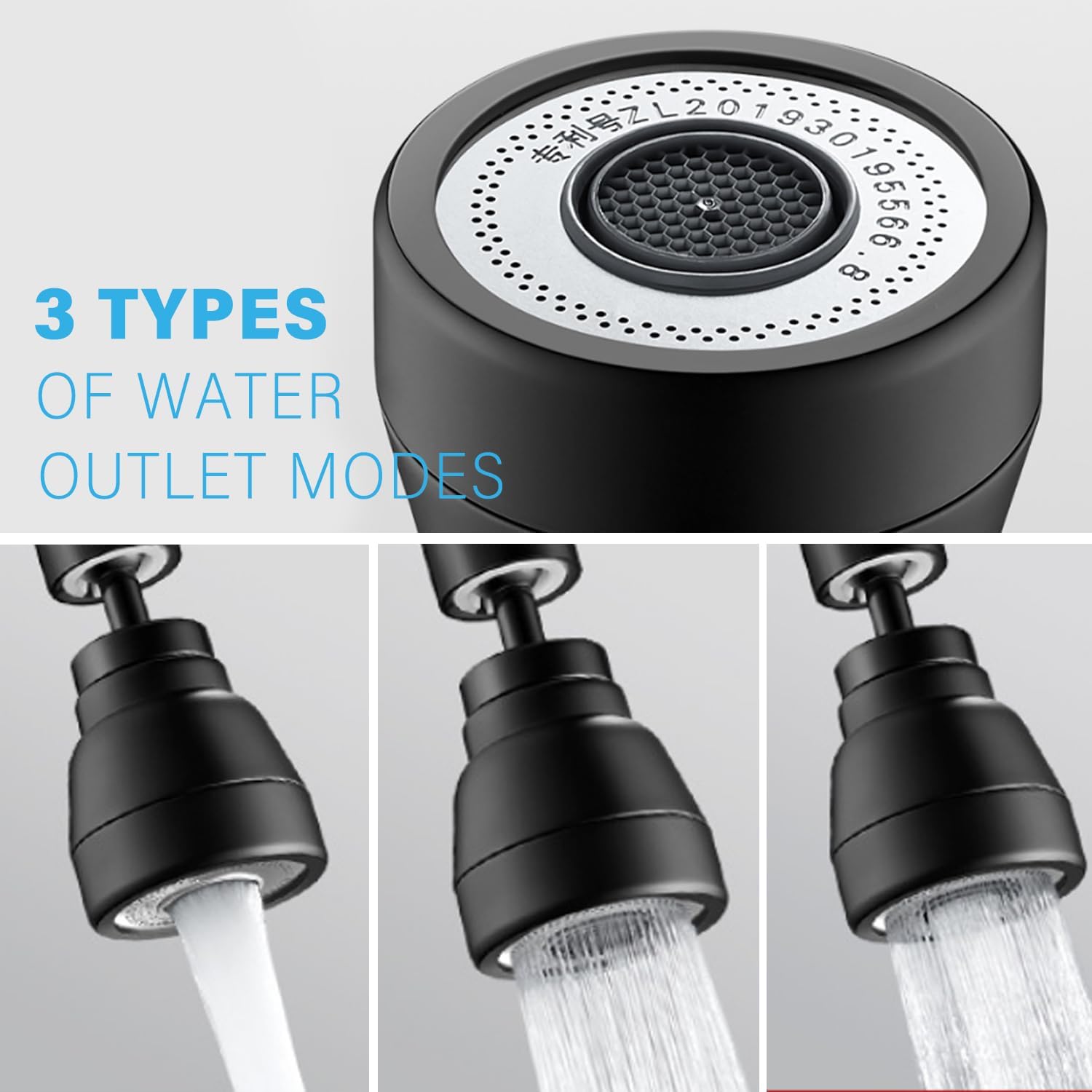 3 Modes Robinet de Rallonge Pivotant à 360°, Aérateurs pour Robinet Pivotant, Adaptateur de Robinet d'Extension(Noir) | Leroy Merlin