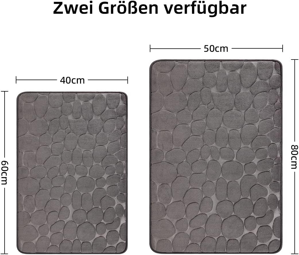 Alfombrilla de baño absorbente para ducha y salón - Antideslizante - 40 x 60 cm - Gris - 2