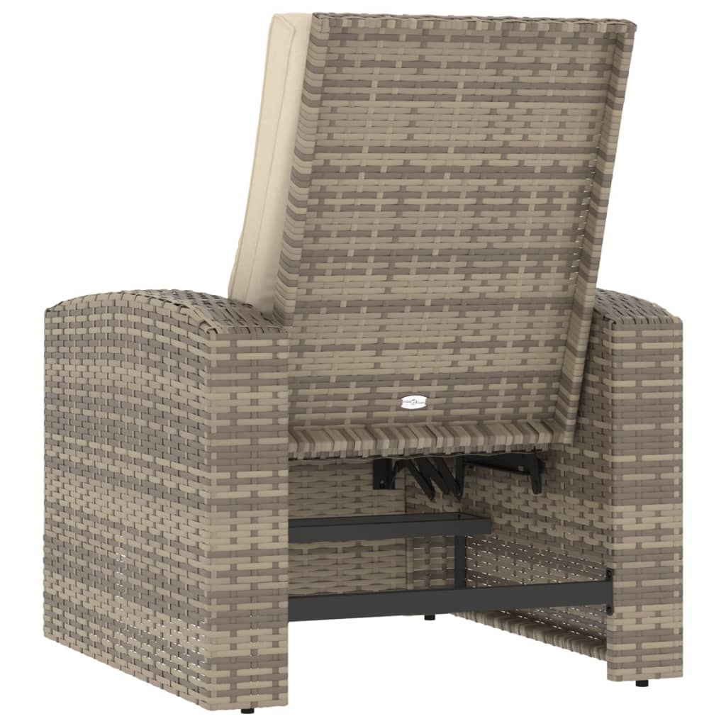 Fauteuil inclinable de jardin avec coussins marron clair rotin - 5