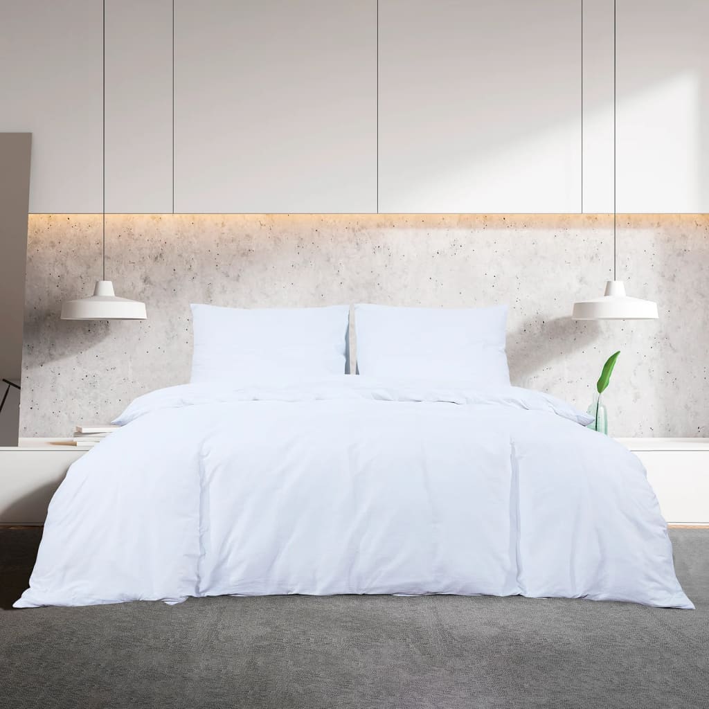 vidaXL Ensemble de housse de couette Blanc 200x200 cm Coton - 3