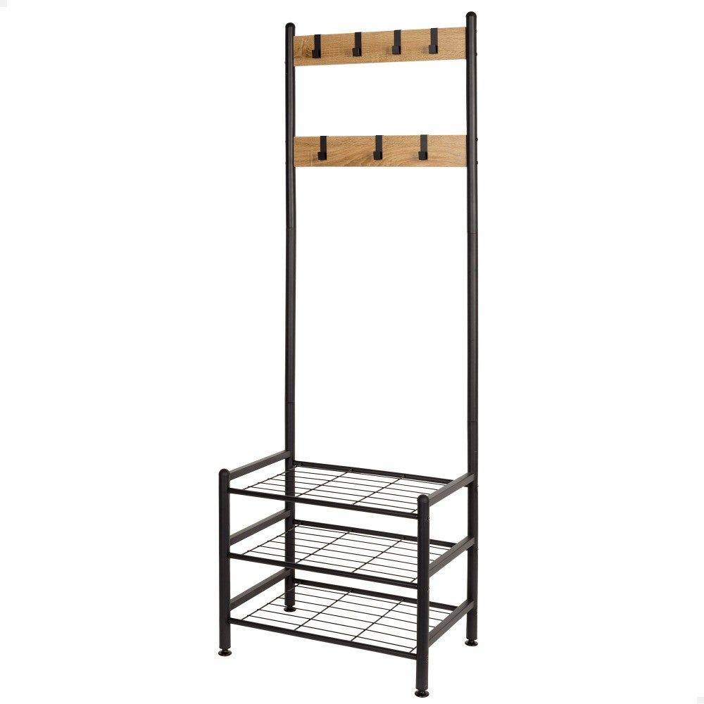 Max home perchero zapatero entrada madera y acero 3 estantes metálicos 60x40x175 cm
