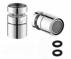 Set 2 Aeratori Per Rubinetto In Acciaio Inox, Girevoli 360°, Adattatori M22 E M24, Filtro Multistrato, Risparmio Idrico 30-70%