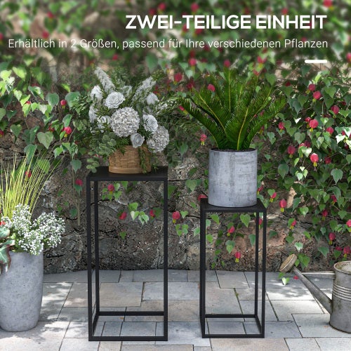 Set de 2 supports pour plantes, étagères avec pieds en acier, design scandinave, noir - COMFORTXL - 4