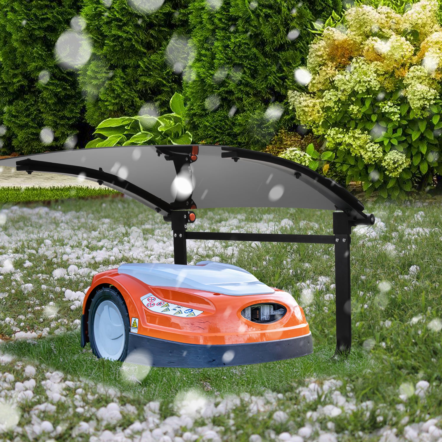 Abri pour robot Toit rabattable 73x57x40cm Toit noir Cadre en acier — free download