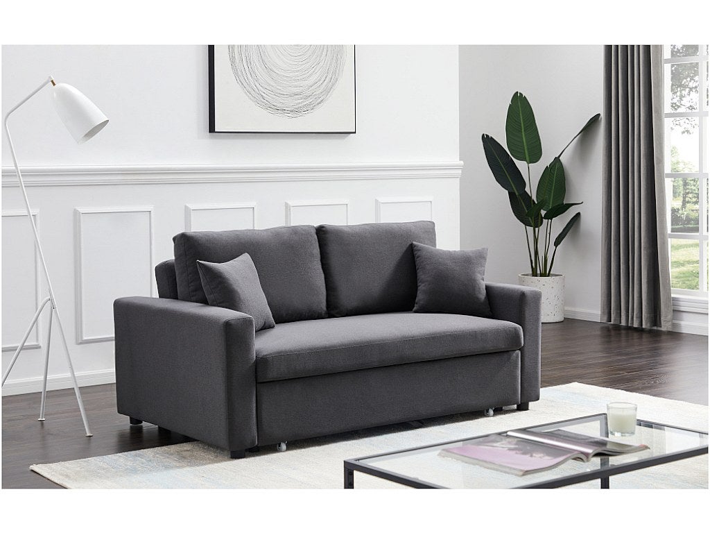 Canapé 3 places convertible en tissu INIZOR - Anthracite - 6