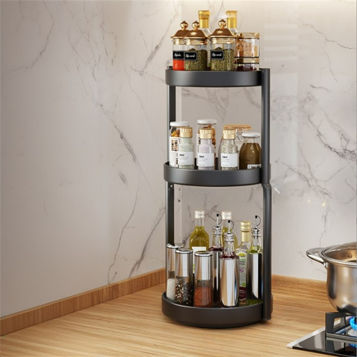 Obrotowy stojak na przyprawy, wielofunkcyjny organizer kuchenny, pojemnik na przyprawy, 3-warstwowe żelazko 26 cm