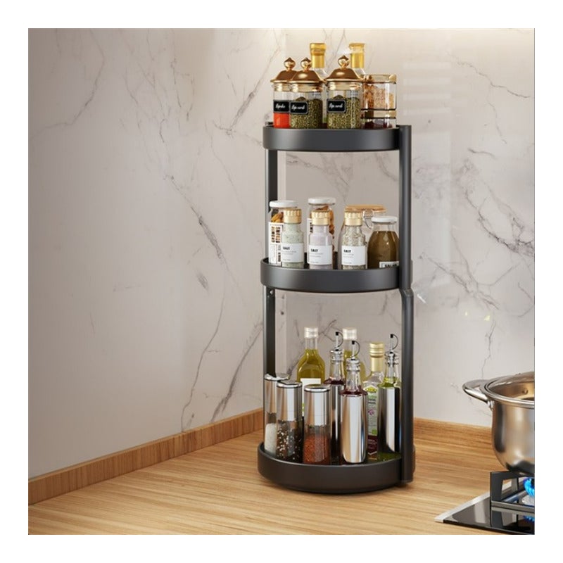 Obrotowy stojak na przyprawy, wielofunkcyjny organizer kuchenny, pojemnik na przyprawy, 3-warstwowe żelazko 26 cm
