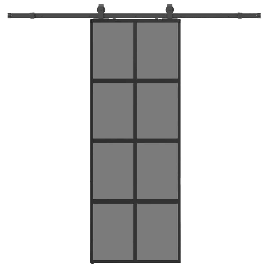 Puerta corredera con herrajes negro 76x205 cm vidrio templado vidaXL - 2