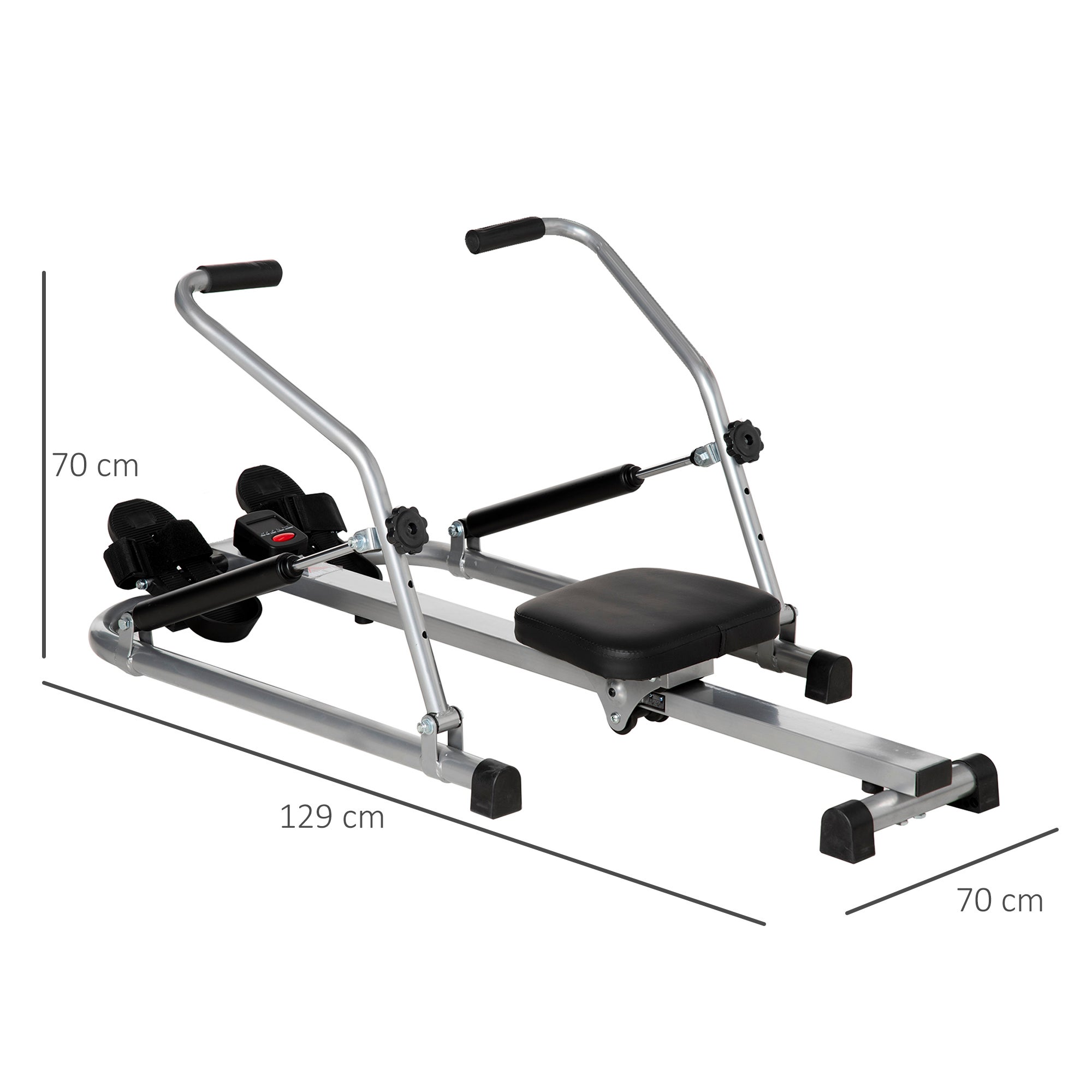 Máquina de Remo HOMCOM Preto e Prata Aço e ABS 129x70x70cm - 6