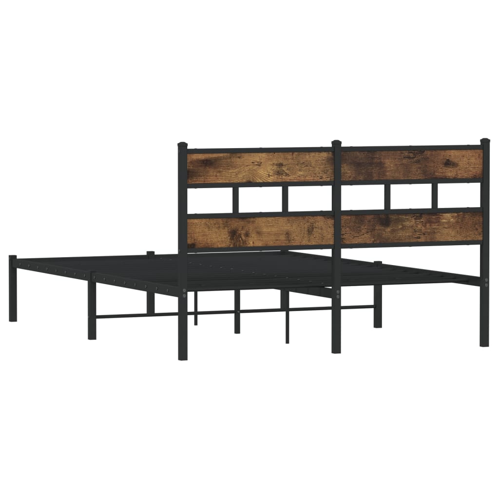 Cadre de lit en métal sans matelas chêne fumé 160 x 200 cm - 6