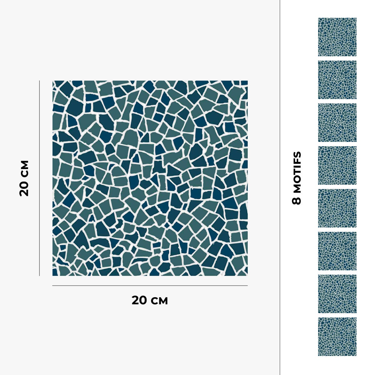 8 carreaux adhésifs 20x20cm Coralie / Mosaïque petit / bleu / pour douche, murs, sol, cuisine, salle de bain… - 4