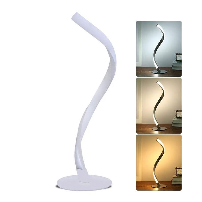 Lampe De Table LED Spirale Moderne – 3 Couleurs De Lumière, Design Noir Minimaliste Pour Chambre Et Salon