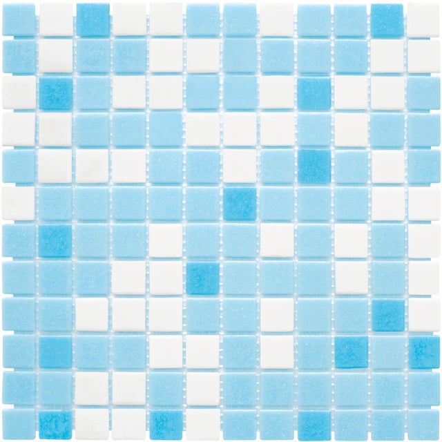 MOSAIQUE MELANGE ADOUCI BLANC BLEU TRAME PAPIER 1 PLAQUE 32,7 x 32,7 CM CASA LINEA