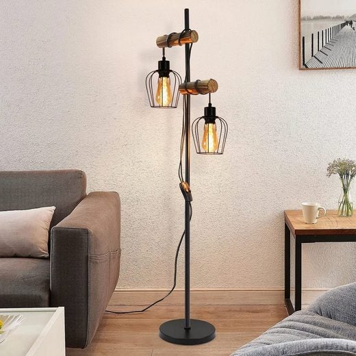 ZMH Lampa podłogowa Vintage Salon 2 Płomienie Kabel 150 cm Industrialna Sypialnia Korytarz