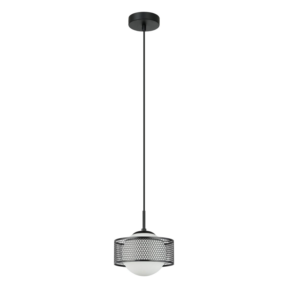 Lampa wisząca biała kula Lomica czarna 1xE27x40W metal wym:90x20x20cm IP20 Italux