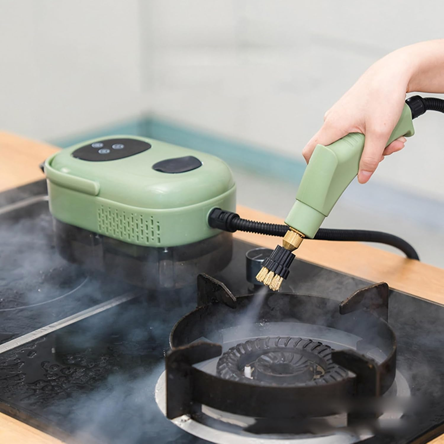 Limpiador a vapor de alta presión de 2500 W con cabezales de cepillo, tanque de agua de 1 L, 6 configuraciones de velocidad, para limpieza del hogar - 8