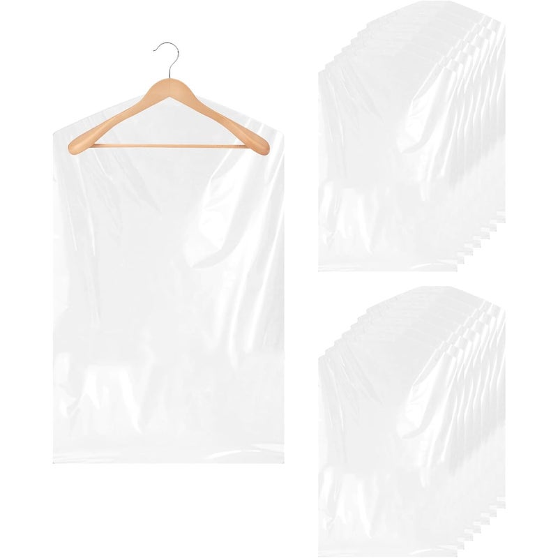 20 sztuk (60 × 90 cm) plastikowych pokrowców na ubrania, przezroczyste worki na ubrania, wiszące pokrowce na ubrania, pyłoszczelne, na marynarki, suki