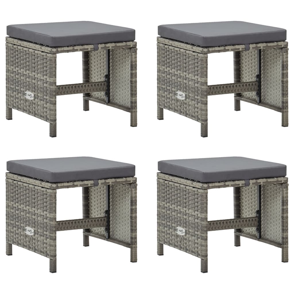 Maison exclusive - taburetes de jardín 4 unidades y cojines ratán sintético gris