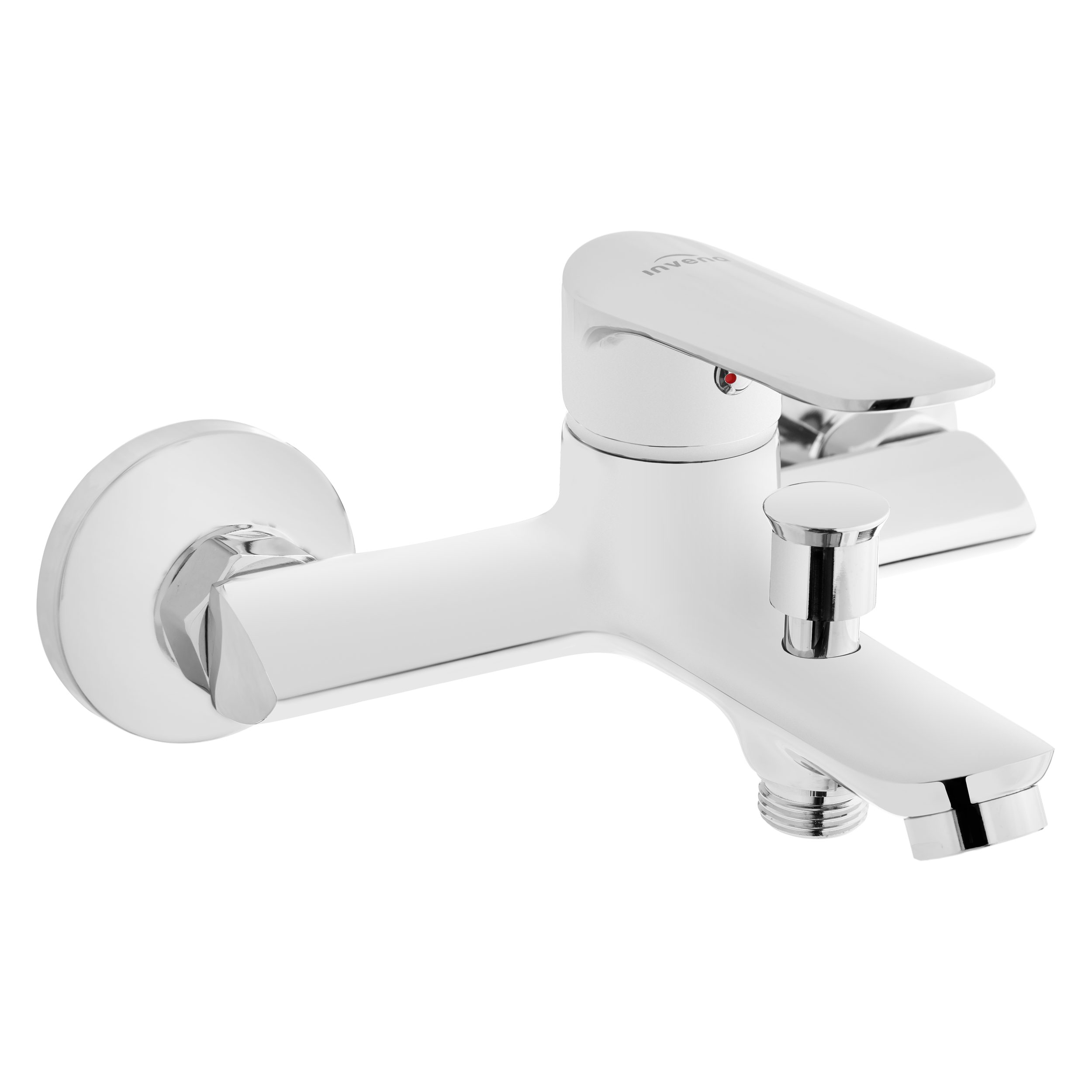 Bateria Wannowa Kran do Wanny Jednouchwytowy Ścienny INVENA Esla Srebrny