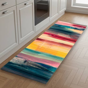 Tapis De Sol 3D Antidérapant 57x145 Cm - Rouge Bordeaux/vert, Tissu Italie